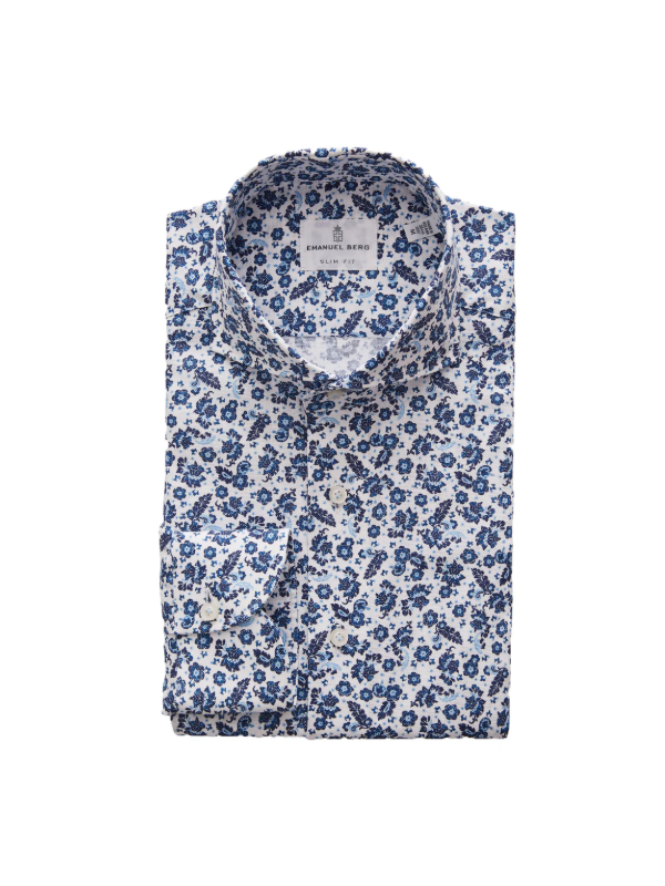 Textured Blue Floral Dobby Shirt