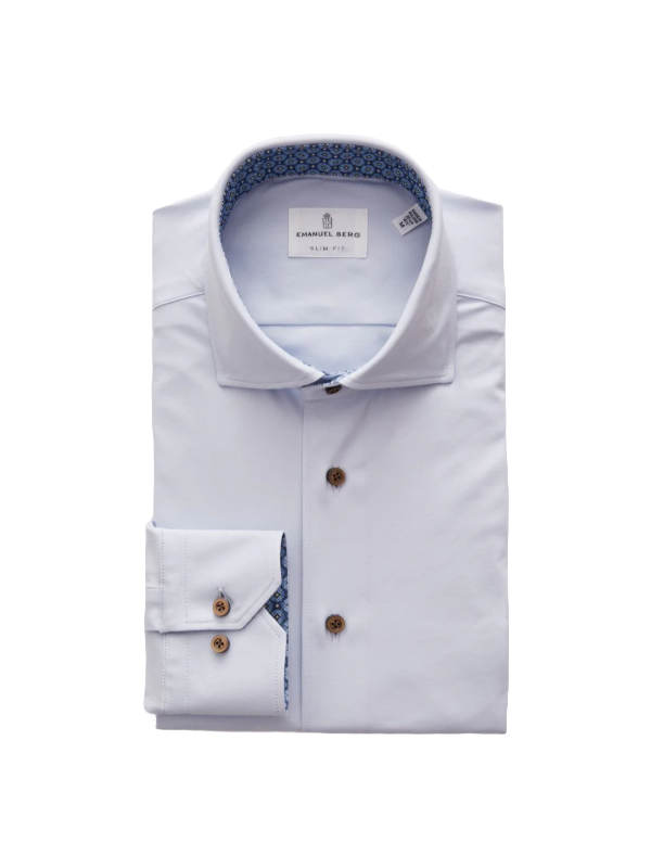 Modern 4Flex Stretch Knit Light Blue Shirt with Contrast