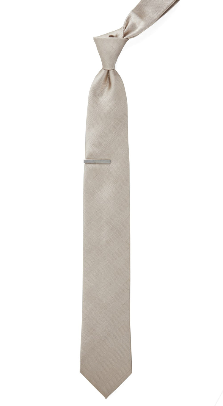 Herringbone Light Champagne Tie