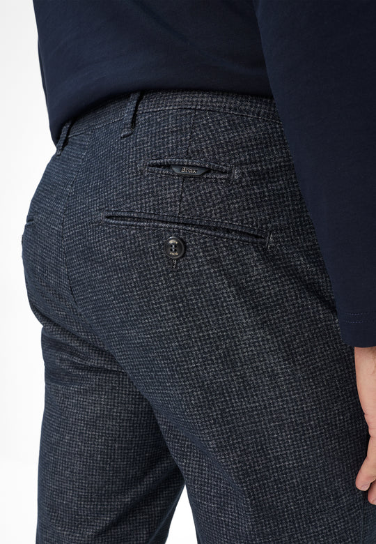 Navy Houndstooth Wool Look Trousers