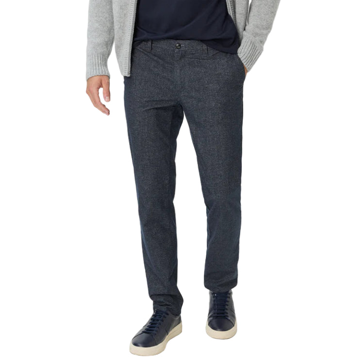 Navy Houndstooth Wool Look Trousers