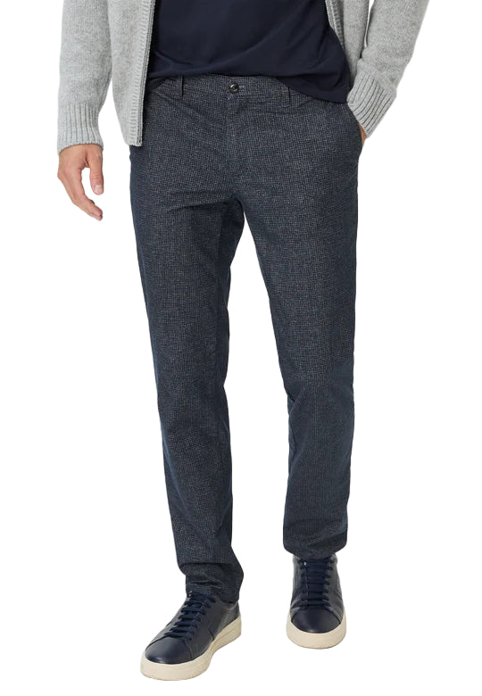 Navy Houndstooth Wool Look Trousers