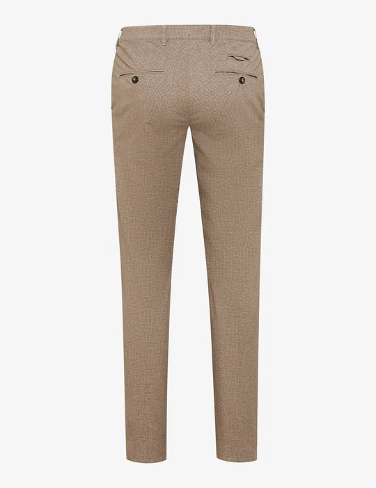 Camel Houndstooth Wool Look Trousers