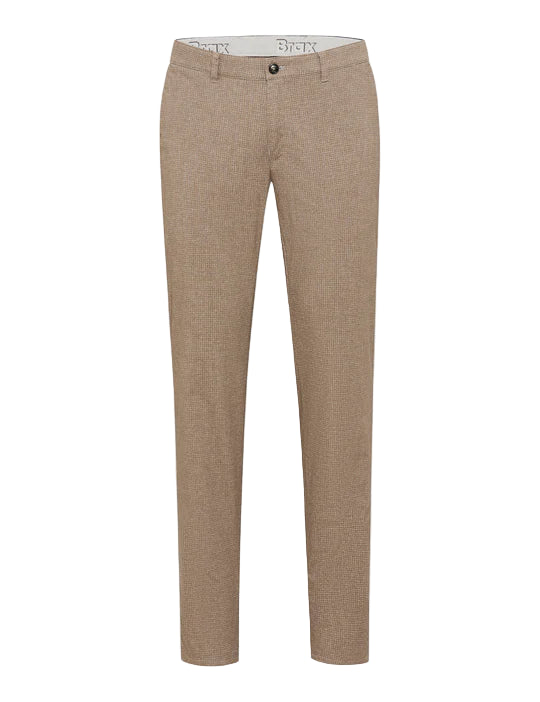 Camel Houndstooth Wool Look Trousers