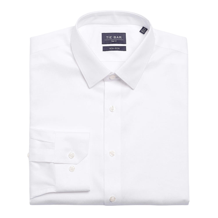 Pinpoint Solid - Point Collar White Non-Iron Dress Shirt