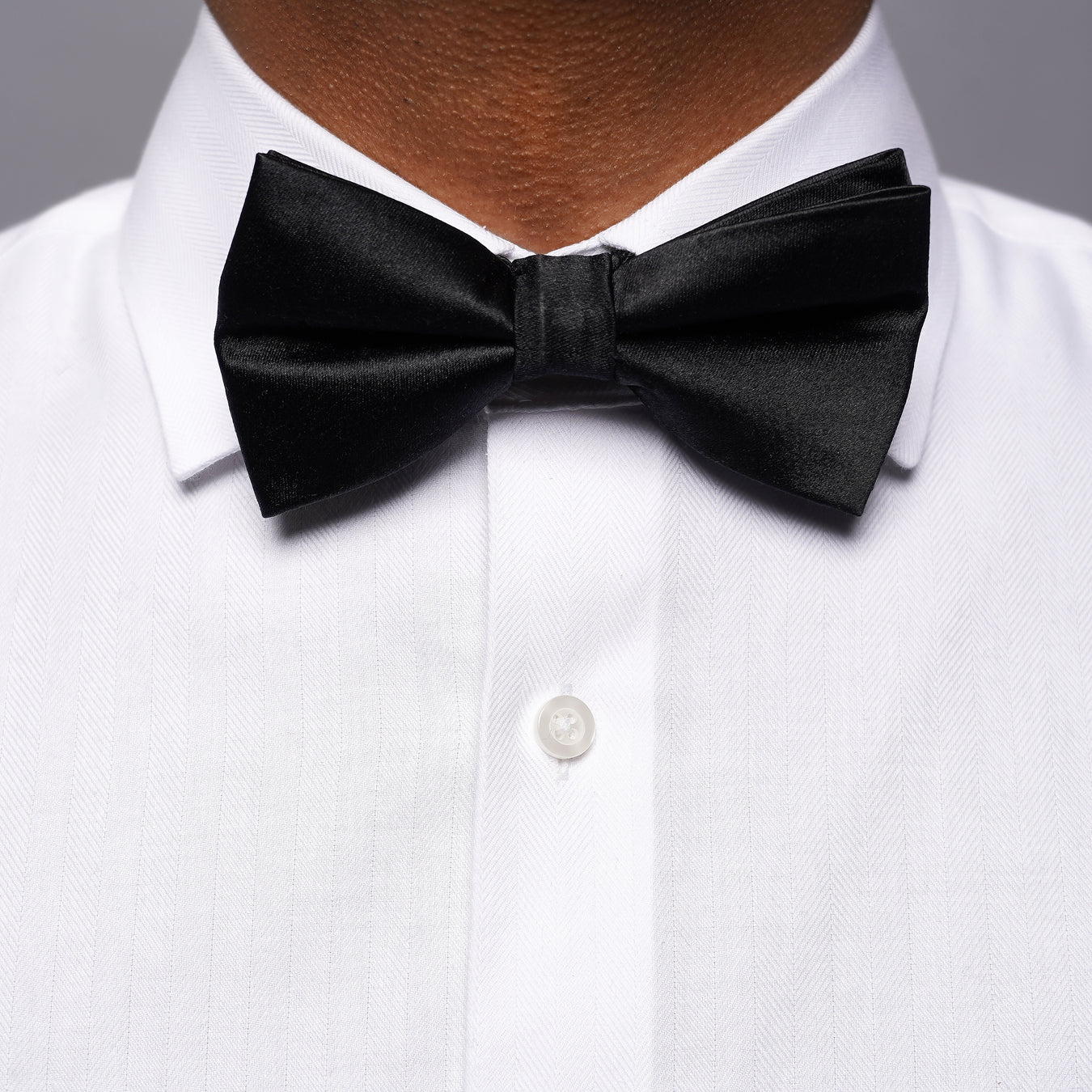 Solid Satin Black Bow Tie - Pre-Tied