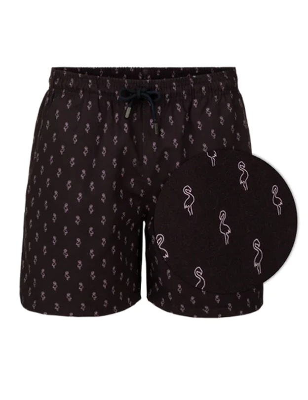 Black Flamingo Stretch Swim Shorts