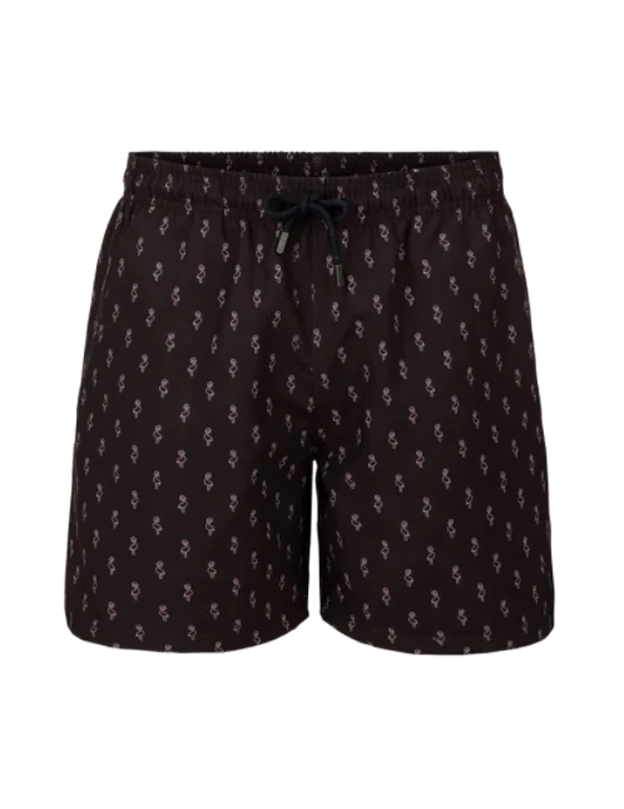 Black Flamingo Stretch Swim Shorts