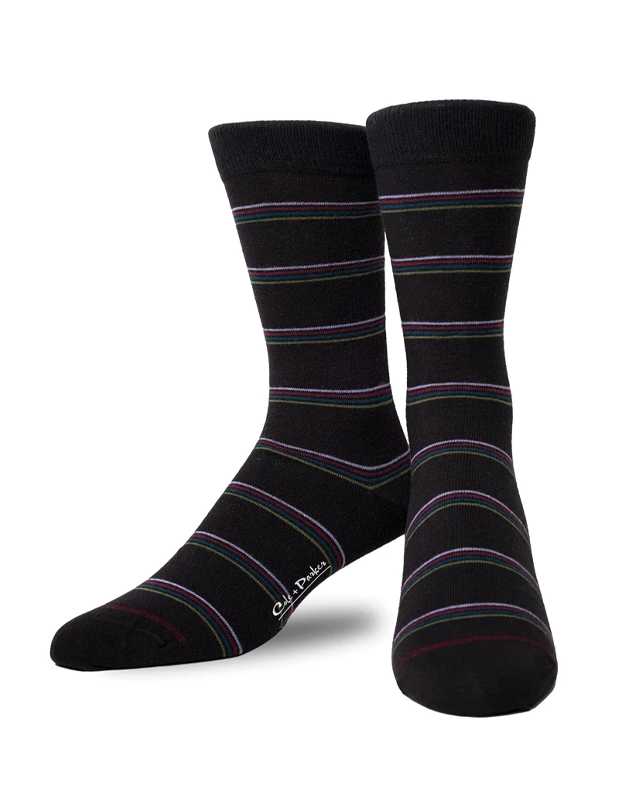 Black Multi Stripe Dress Socks