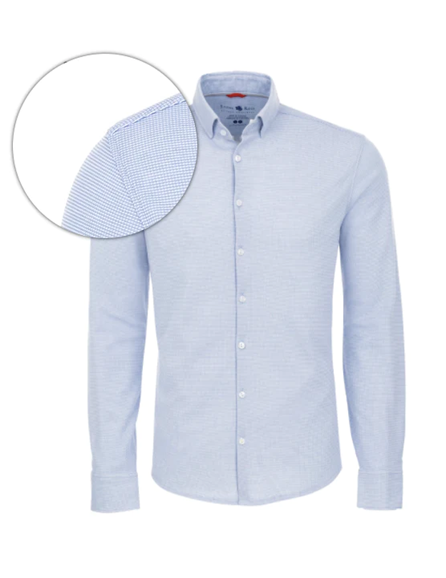 Blue Textured Knit Performance Long Sleeve Shirt