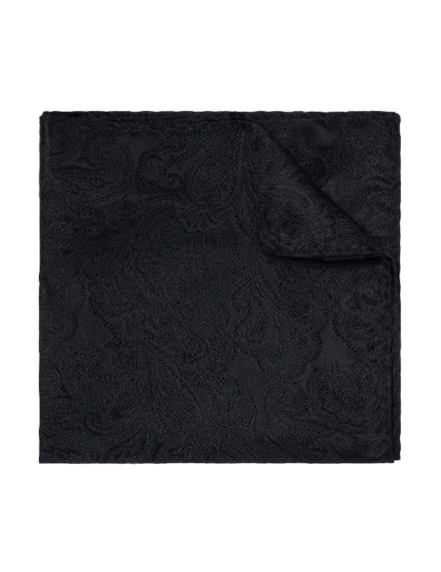 Designer Paisley Black Pocket Square