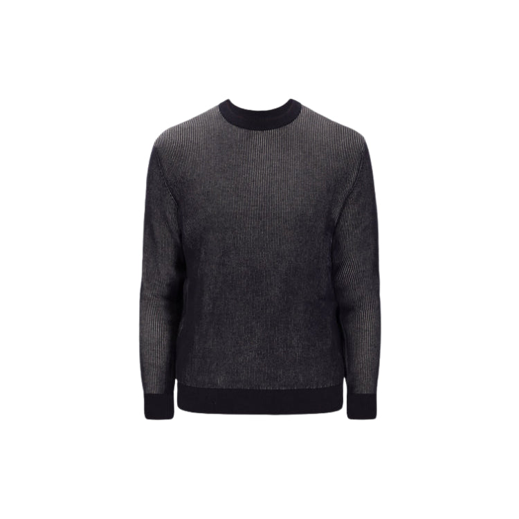 Two-Tone Ribs Crew Neck Sweater