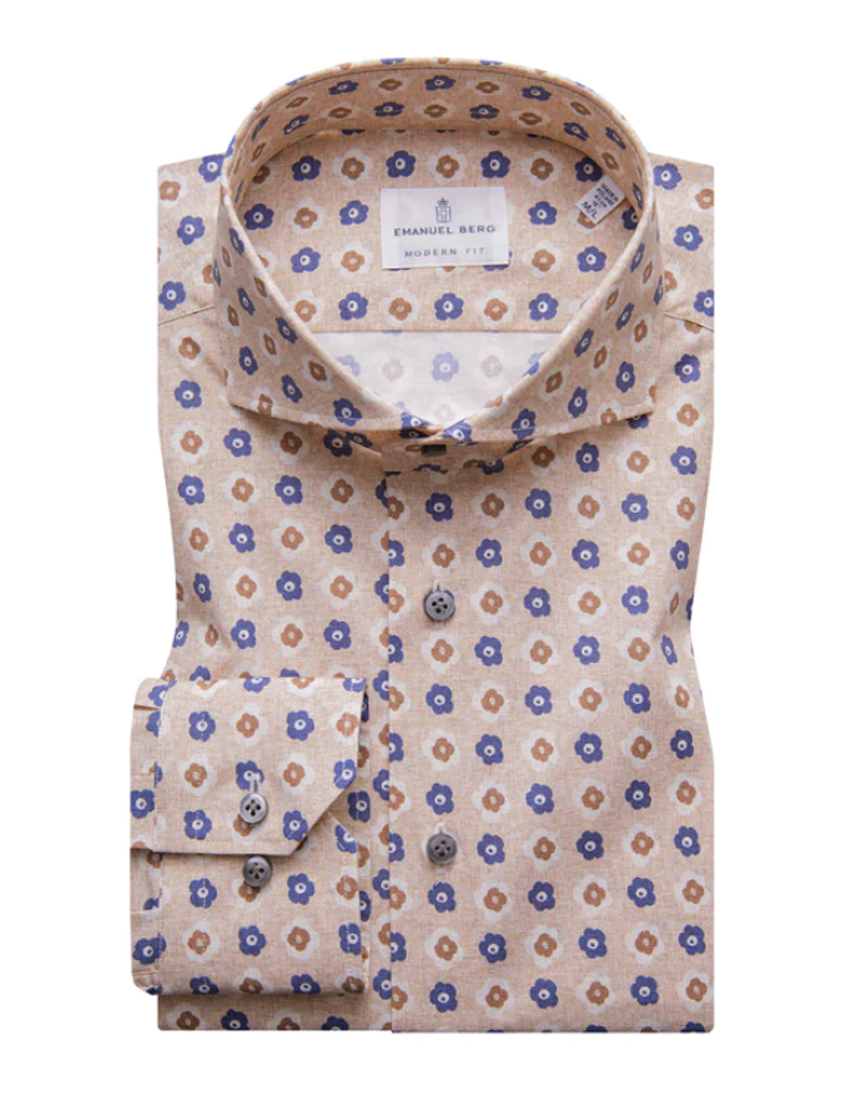 Floral Taupe Modern Fit Dress Shirt