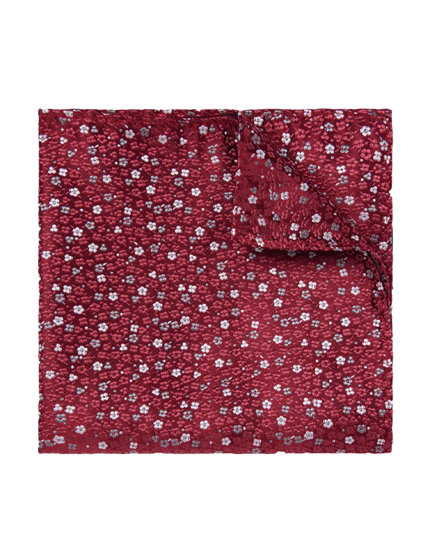 Flower Fields Burgundy Pocket Square