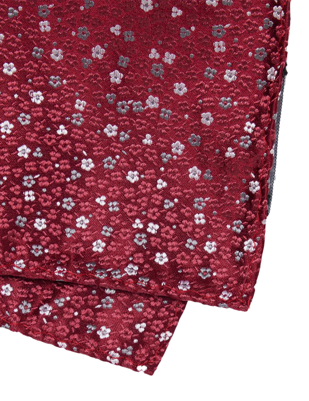 Flower Fields Burgundy Pocket Square