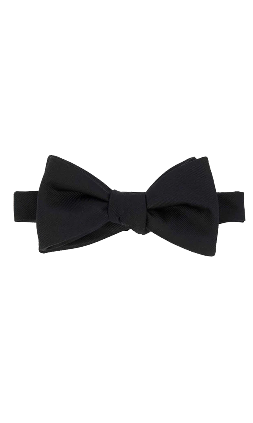 Grosgrain Solid Black Bow Tie Self-Tie