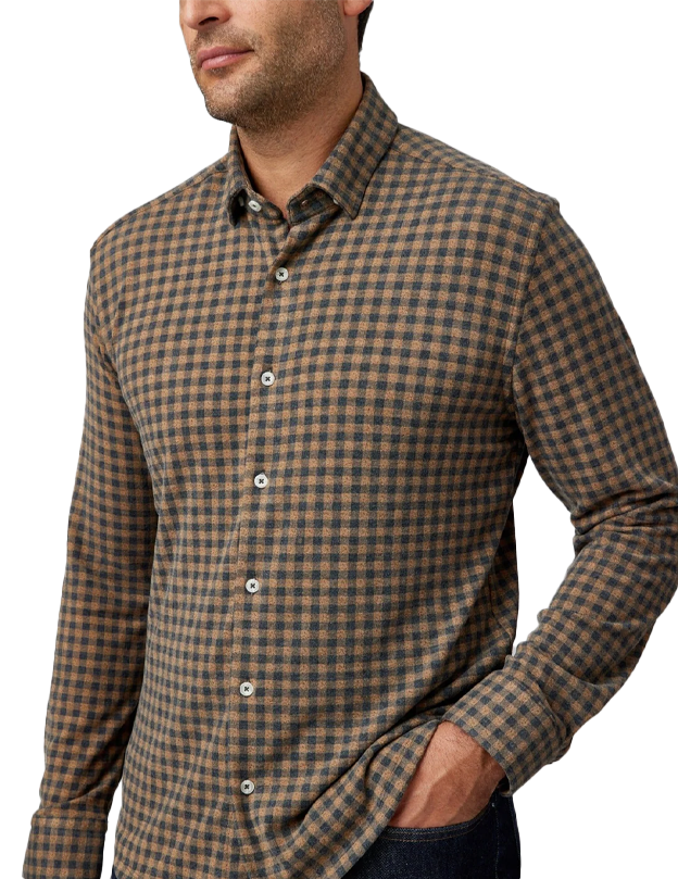 Gingham Brushed LS Jersey Fleece, Long sleeve Shirts