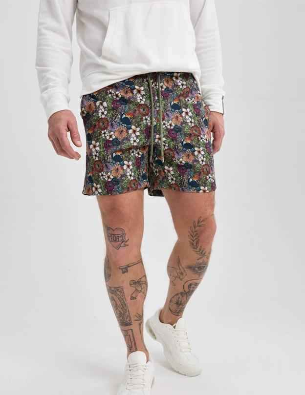 Green Jungle Print Swim Short