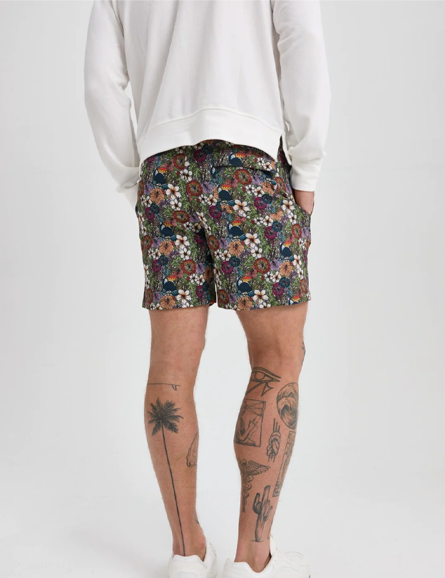 Green Jungle Print Swim Short