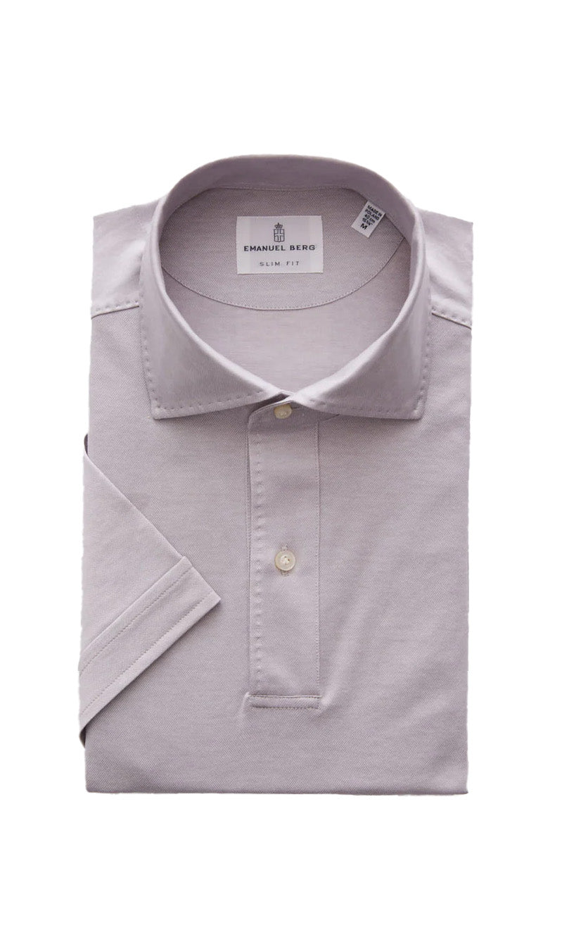 Jersey Knit SS Polo in Light Grey