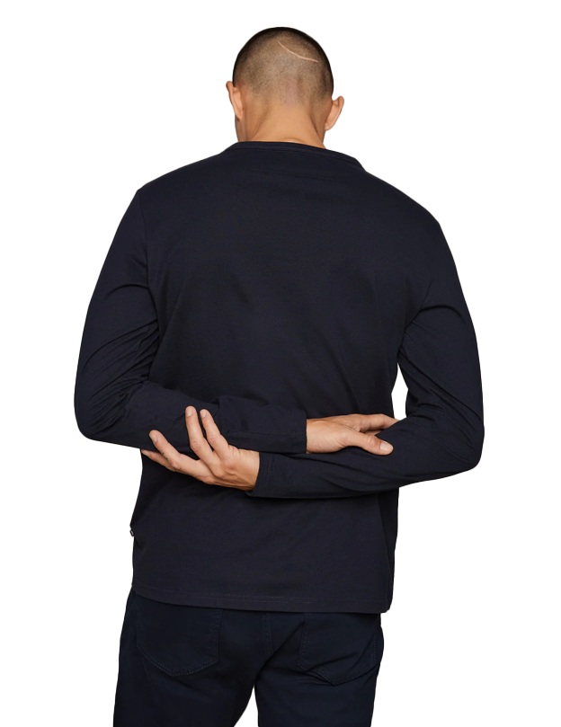 Jerma Grandad Henley LS in Dark Navy