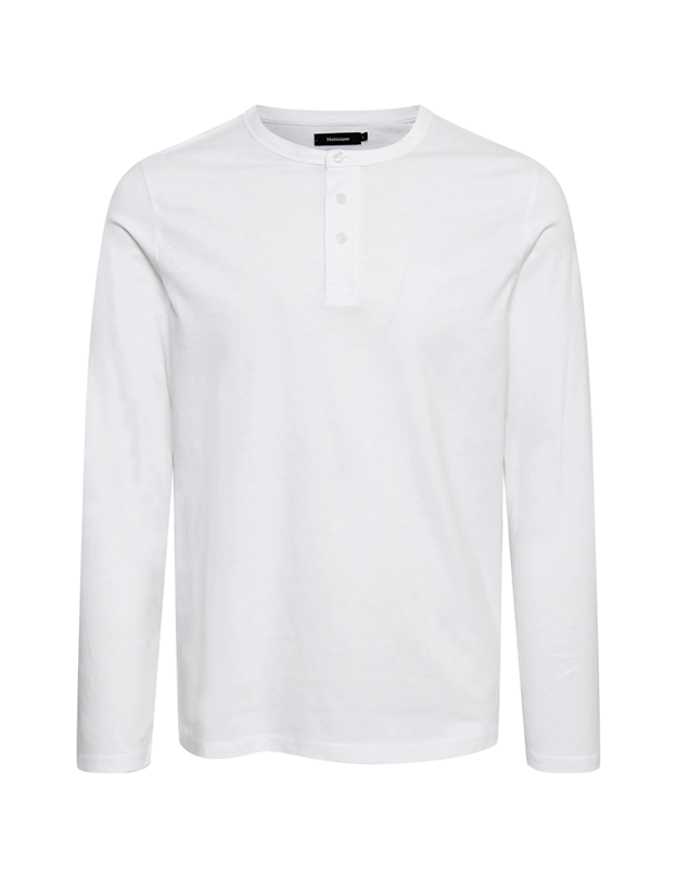 Jerma Grandad Henley LS in White, Long sleeve mens T shirt