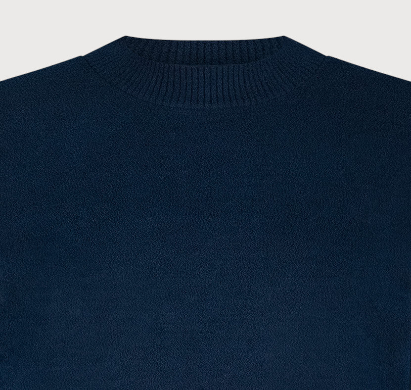 The Chenille Mock Neck in Navy