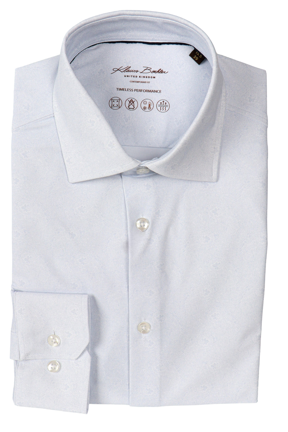 Light Blue Patterned Timeless Performance Stretch Dress Shirt