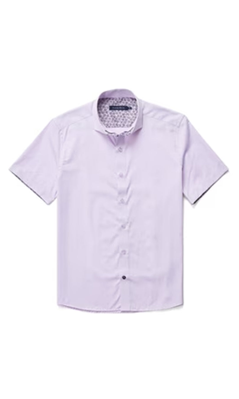 Solid short sleeve dress shirt