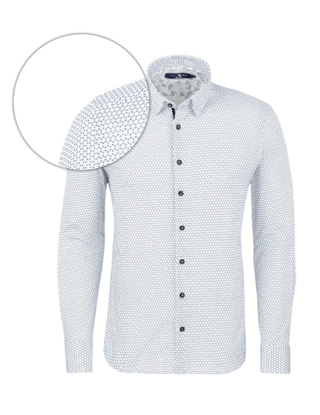 Light Blue Geometric Knit Long Sleeve Shirt