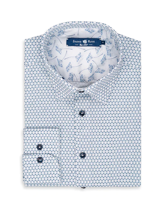 Light Blue Geometric Knit Long Sleeve Shirt