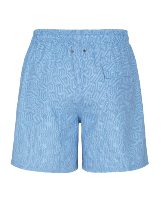 Light Blue Geometric Stretch Swim Shorts