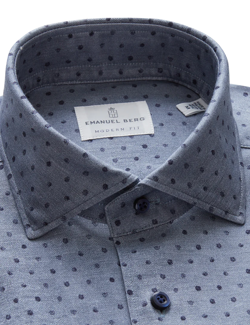 Modern 4-Flex Stretch Knit Shirt in Navy Dot