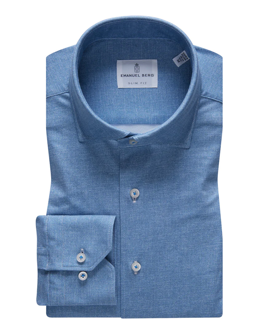 Modern 4Flex Knit Shirt In Medium Blue, Long sleeve shirts, Formal Shirts, Shirts