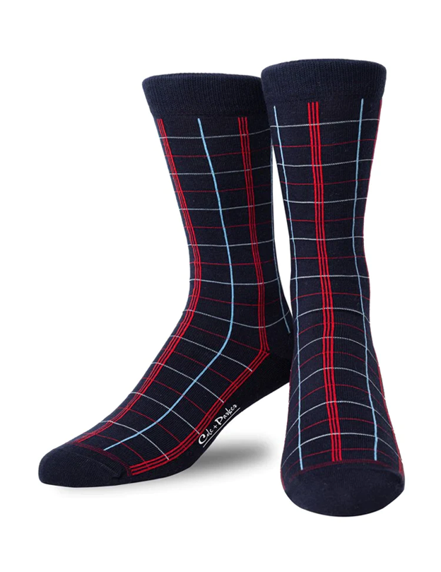 Navy Check Dress Socks