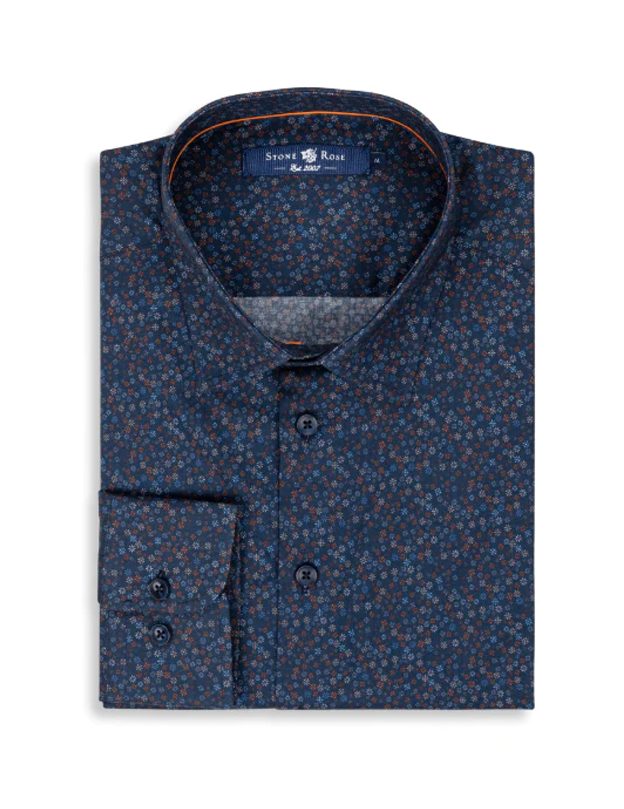 Navy blue hotsell floral dress shirt