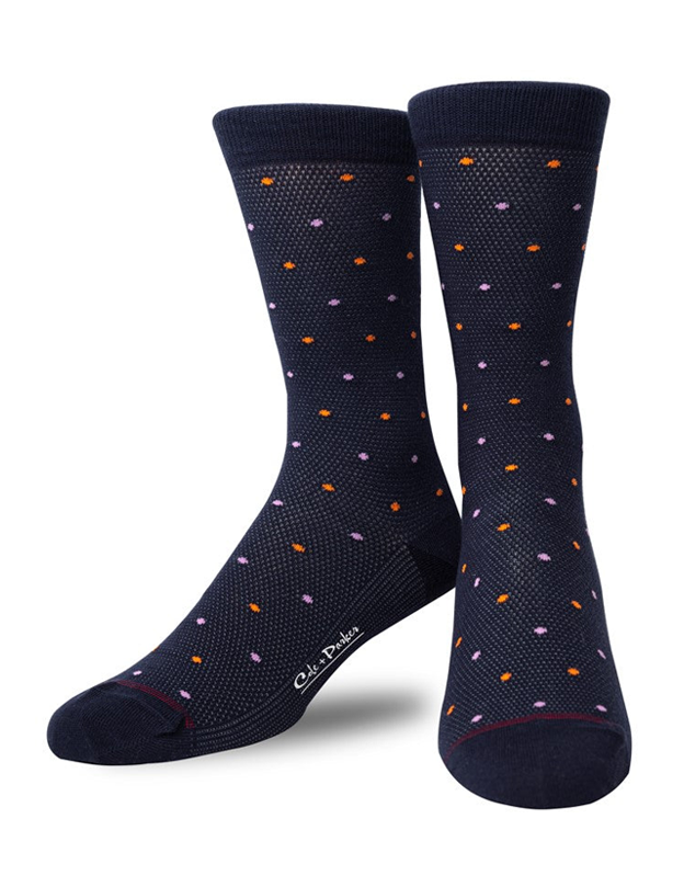 Navy Dotted Dress Socks