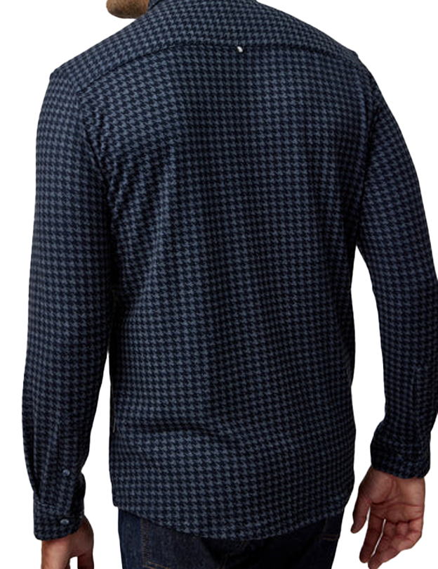 Navy Houndstooth Brushed LS Jersey Fleece