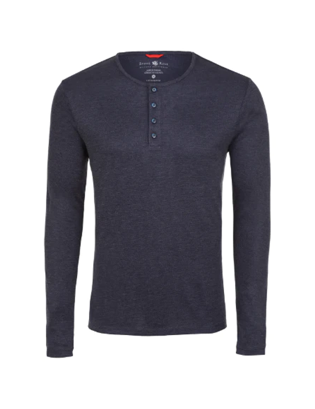 Navy Melange Knit Performance Henley