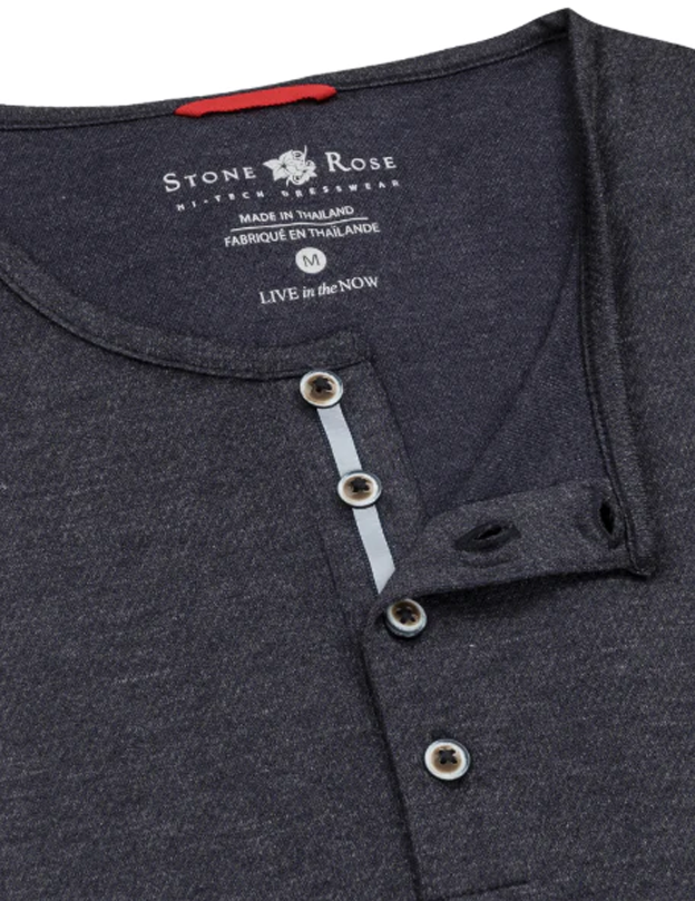 Navy Melange Knit Performance Henley