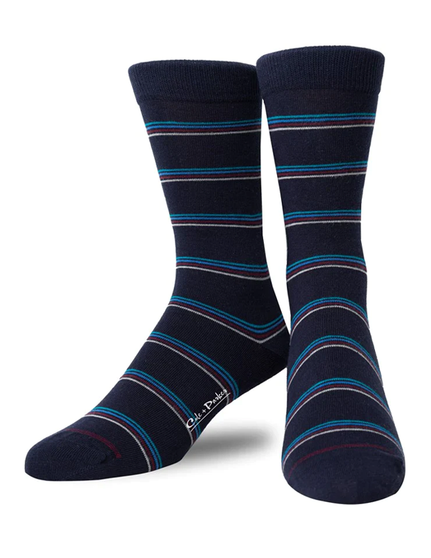 Navy Multi Stripe Dress Socks