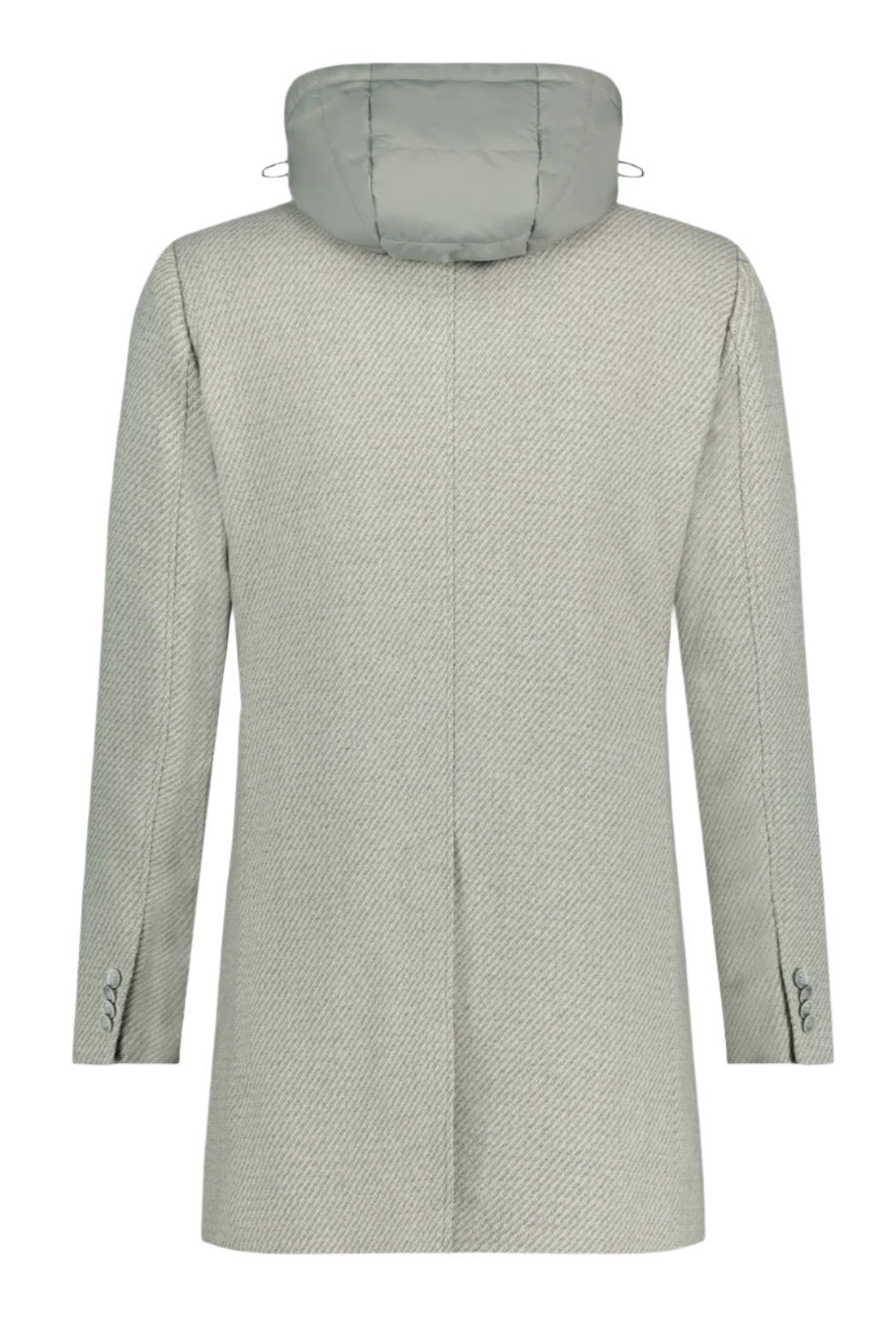 Wool Twill Outerwear with Removable Hood Inlay
