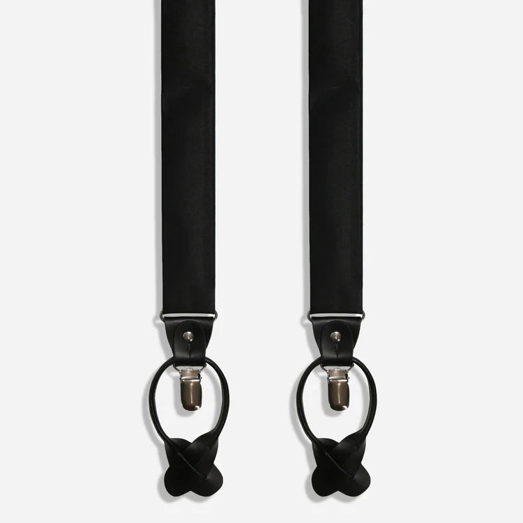 Solid Satin Black Convertible Suspender