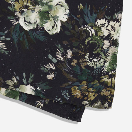 Kelly Ventura x The Tie Bar Enchanted Meadow Floral Black Pocket Square
