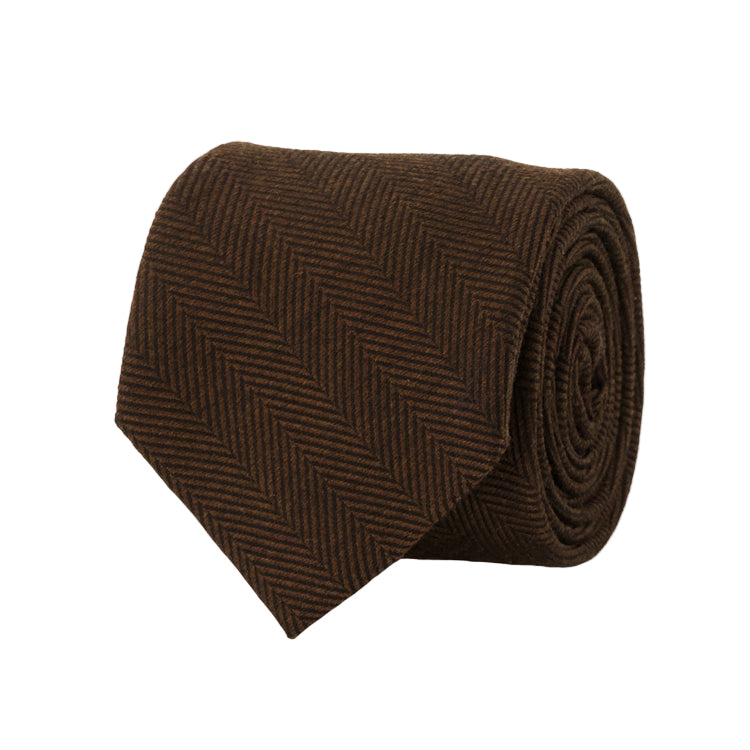 Morgan Herringbone Brown Tie