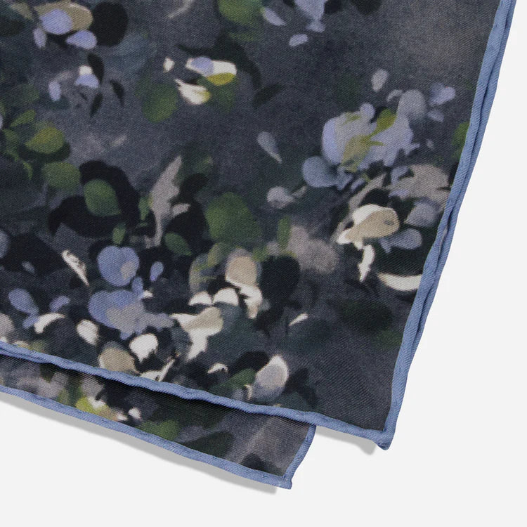 Kelly Ventura x Tie Bar Boxwood Floral Black Pocket Square