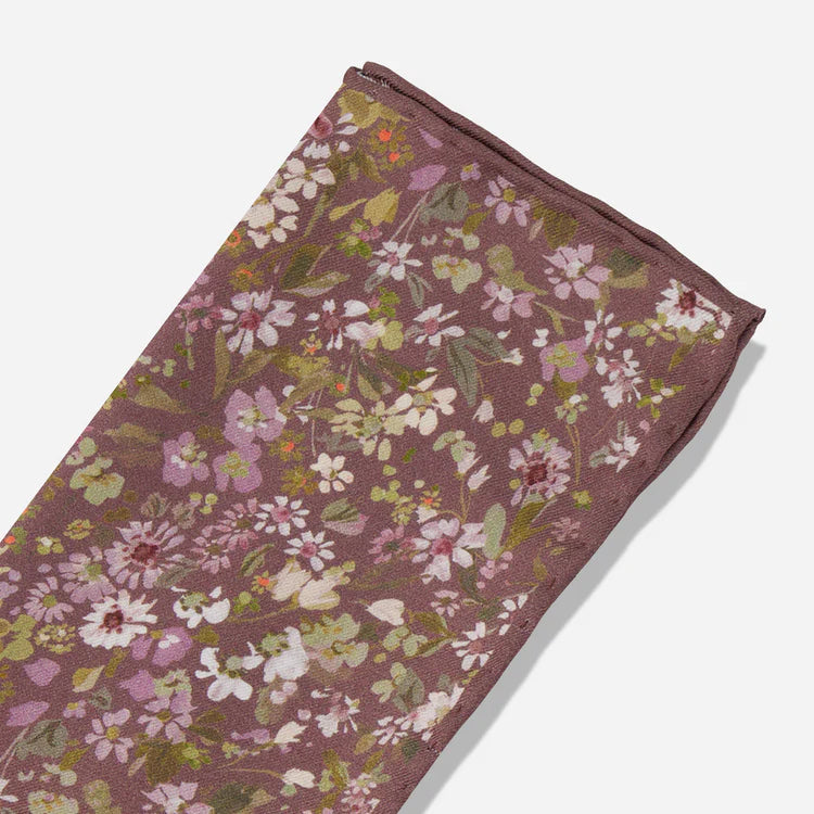 Kelly Ventura x Tie Bar Perennials Floral Vintage Mauve Pocket Square