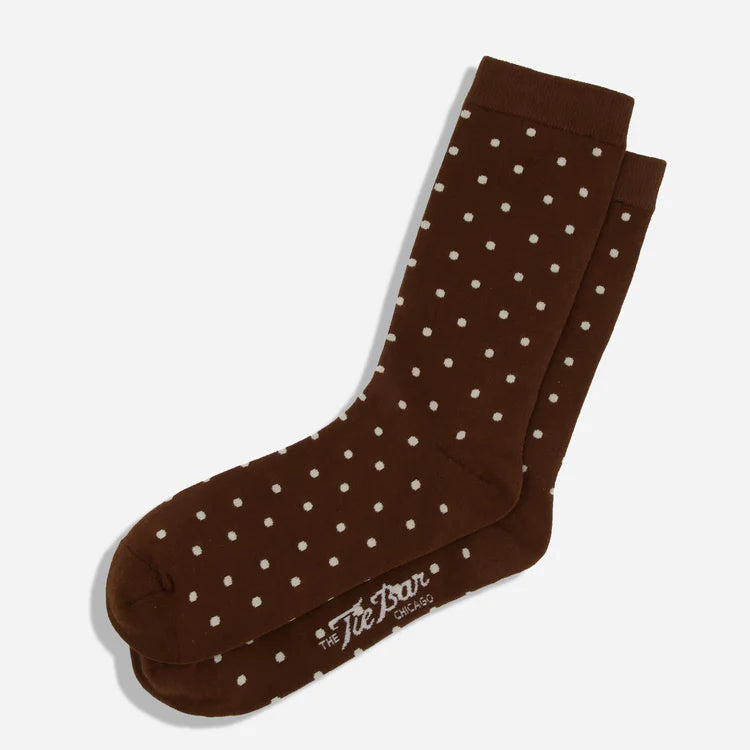 Southport Dot Chocolate Brown Dress Socks