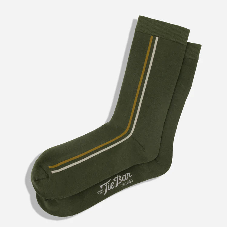 Halsted Stripe Olive Dress Socks