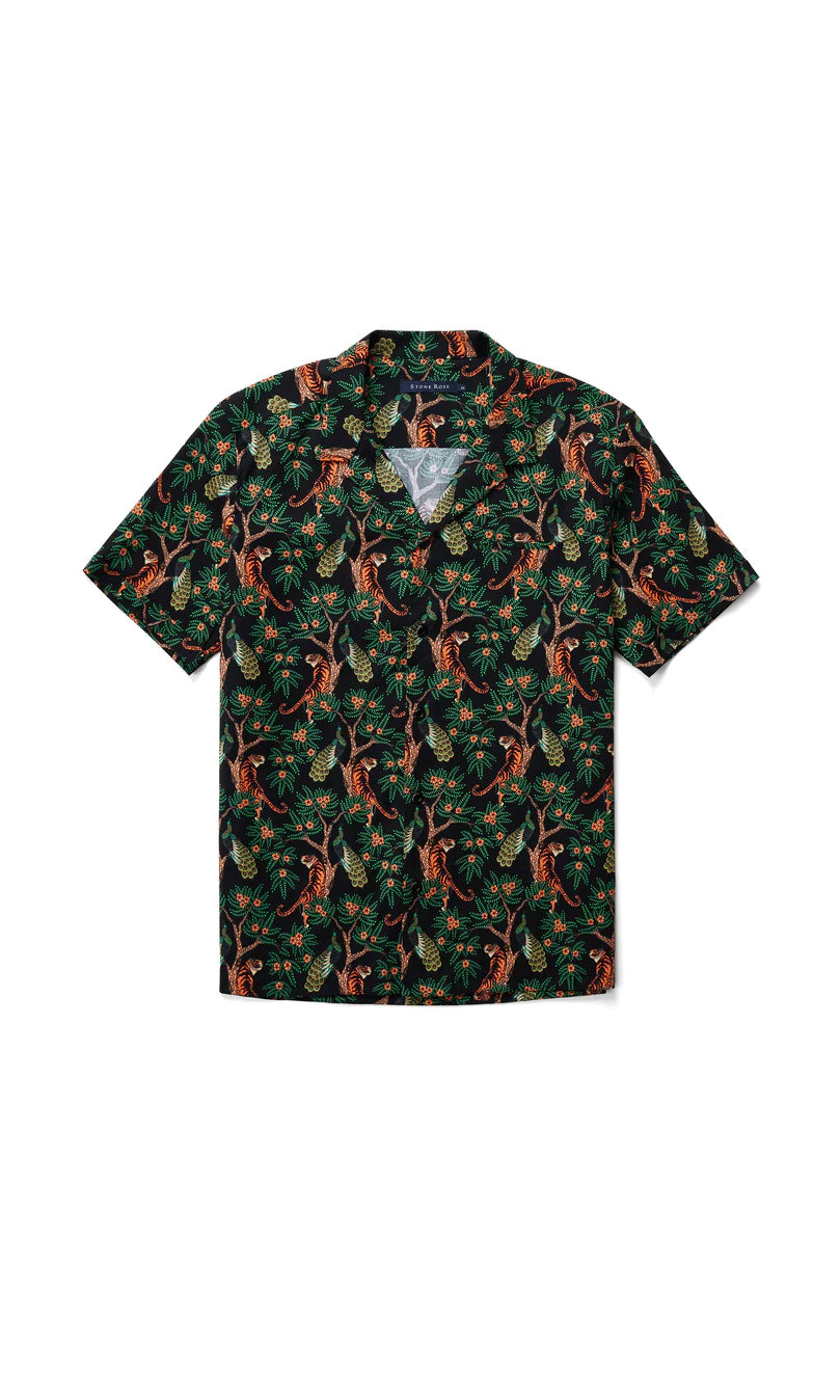 Printed tiger resort shirt